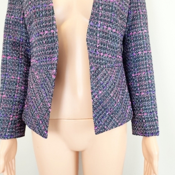 Halogen Tweed Long Sleeve Open Front Blazer Jacket - Picture 5 of 9